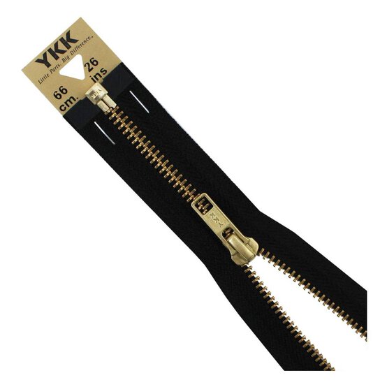 YKK Medium Weight Brass Elements Zip 66cm Black image number 1