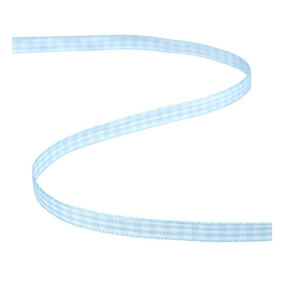 Light Blue Gingham Ribbon 6mm x 5m image number 2