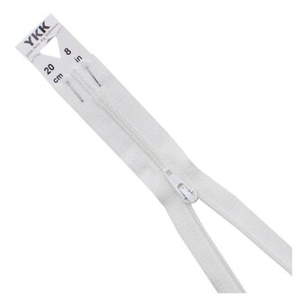YKK White Dress and Skirt Zip 20cm
