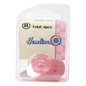 Hemline Pink Basic Scalloped Edge Button 4 Pack