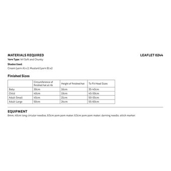 Knitcraft Bobble Hats for the Family Digital Pattern 0244