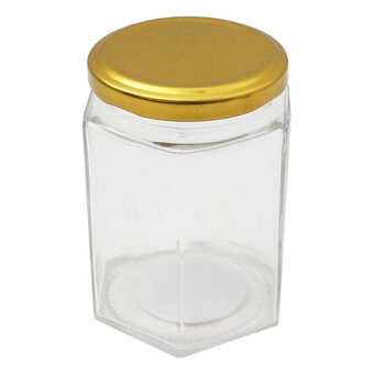 Clear Hexagonal Glass Jar 280ml