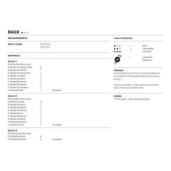 Rico Creative Cotton Aran Bags Digital Pattern 1019 image number 2