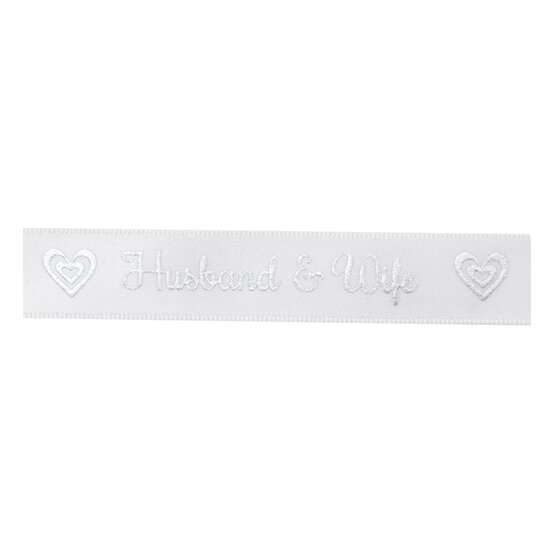 Silver Husband and Wife Satin Ribbon 15mm x 5m image number 2