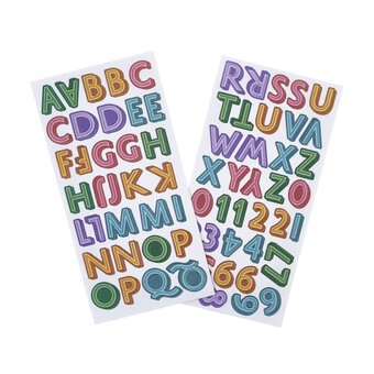 Bright Grid Alphabet Chipboard Stickers 72 Pieces