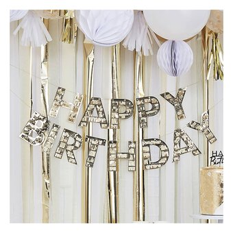 Ginger Ray Gold Fringed Happy Birthday Bunting 1.5m
