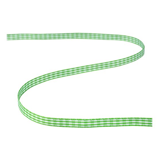 Lime Gingham Ribbon 6mm x 5m image number 2