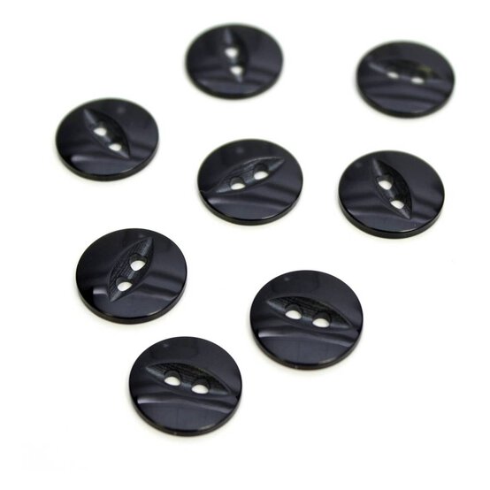 Hemline Black Basic Fish Eye Button 8 Pack image number 1