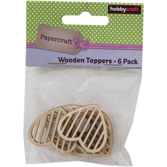 Striped Heart Wooden Toppers&nbsp;6 Pack image number 3