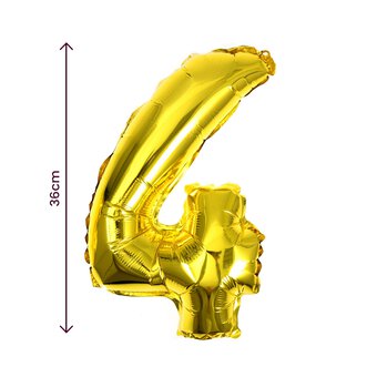Gold Foil Number 4 Balloon