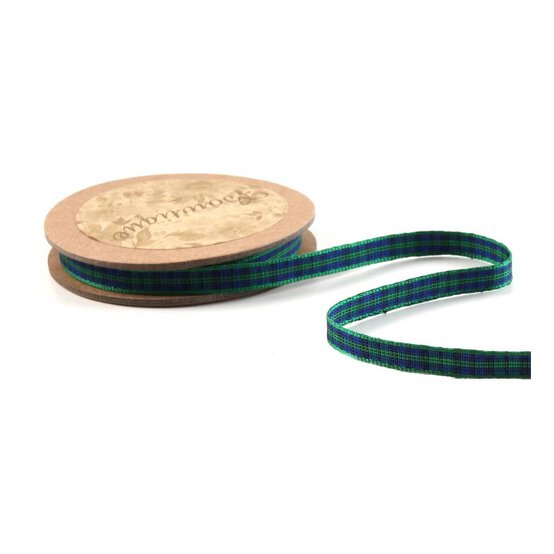 Blue Tartan Ribbon 6mm x 5m image number 2