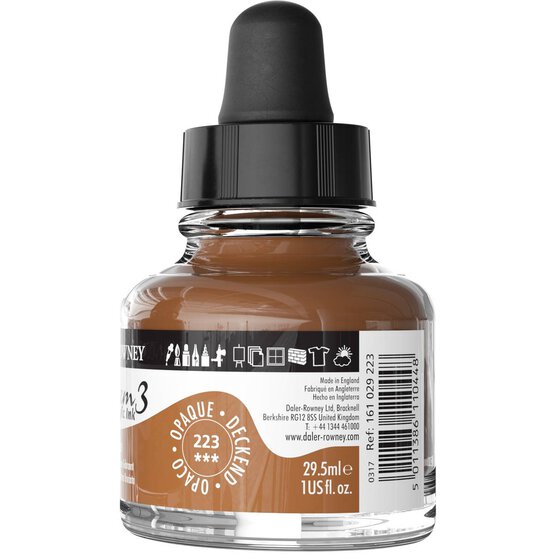 Daler-Rowney System3 Burnt Umber Acrylic Ink 29.5ml image number 3