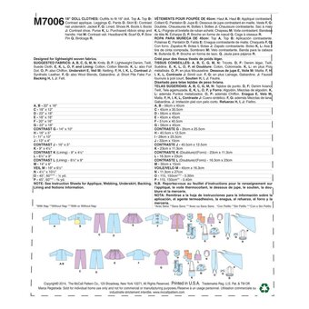 McCall&rsquo;s Doll Clothes Sewing Pattern M7006