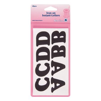 Hemline Black Iron On Instant Letters 40 Pack