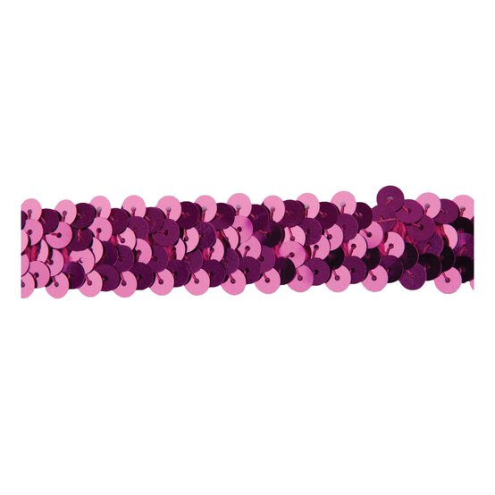 Fuchsia 20mm Sequin Stretch Trim by the Metre image number 1