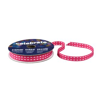 Hot Pink Grosgrain Running Stitch Ribbon 6mm x 5m