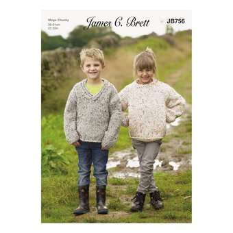James C Brett Rustic Mega Chunky Jumpers Pattern JB756