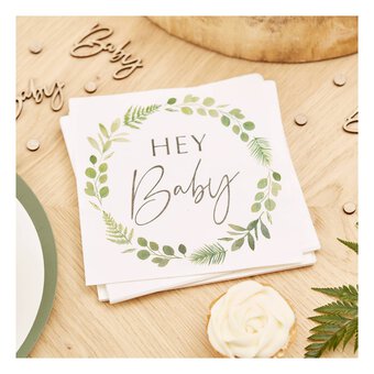 Ginger Ray Hey Baby Botanical Napkins 16 Pack