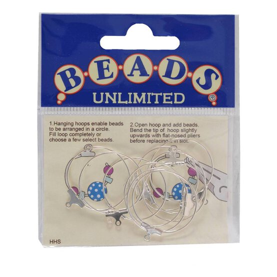 Beads Unlimited Silver Plated Hanging Hoops 25mm 10 Pack image number 2