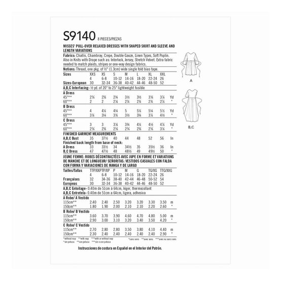 Simplicity Pullover Dress Sewing Pattern S9140 (XXS-XXL) image number 2