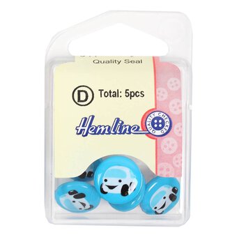 Hemline Blue Novelty Car Button 5 Pack