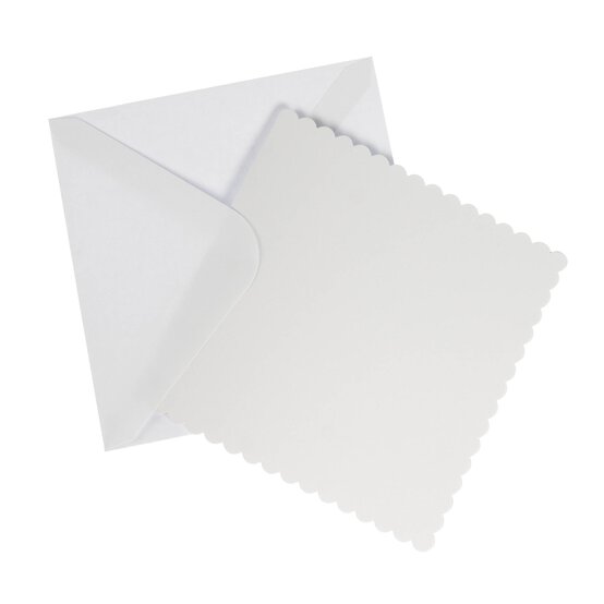 White Scalloped Cards  8 x 8 Inches 25 Pack image number 2