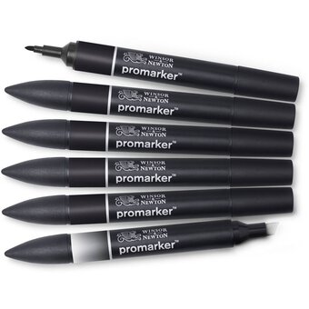 Winsor & Newton Black Promarkers 6 Pack