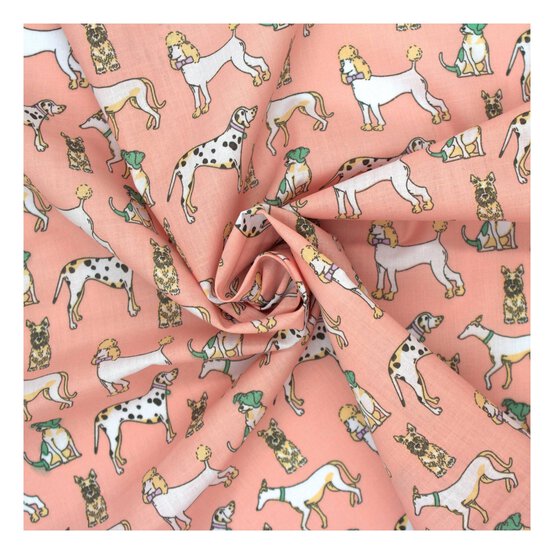 Pink Dog Polycotton Fabric by the Metre image number 1