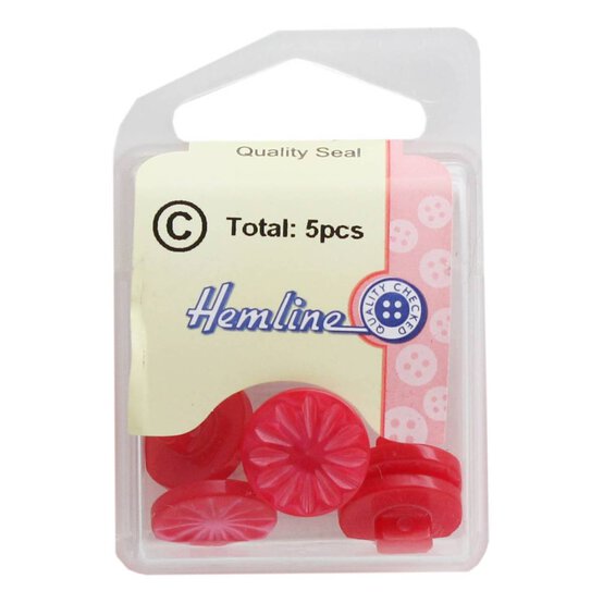 Hemline Red Round Shanked Buttons 15mm 5 Pack image number 2