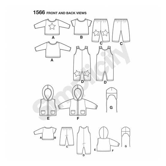 Simplicity Babies&rsquo; Separates Sewing Pattern 1566 image number 2