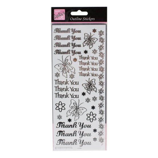 Anita's Silver Thank You Outline Stickers image number 1