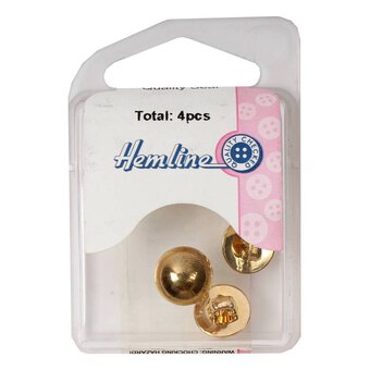 Hemline Gold Metal Dome Button 4 Pack