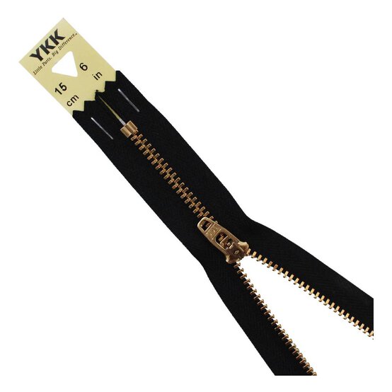 YKK Black Brass Jeans Zip 15cm image number 1