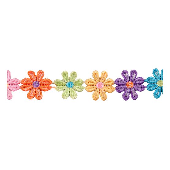 Multicolour 25mm Guipre Daisy Lace Trim by the Metre image number 1