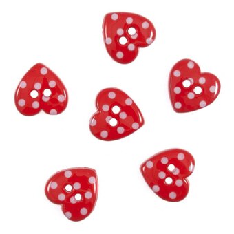 Trimits Dotty Heart Craft Buttons 6 Pieces