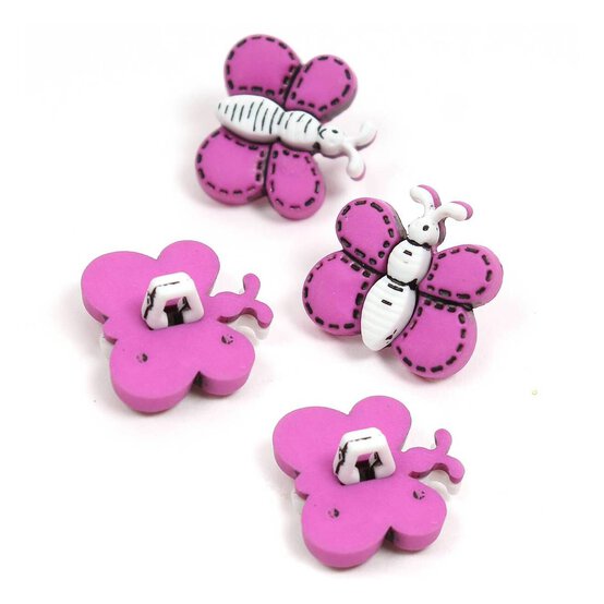 Hemline Purple Novelty Bee Button 4 Pack image number 1