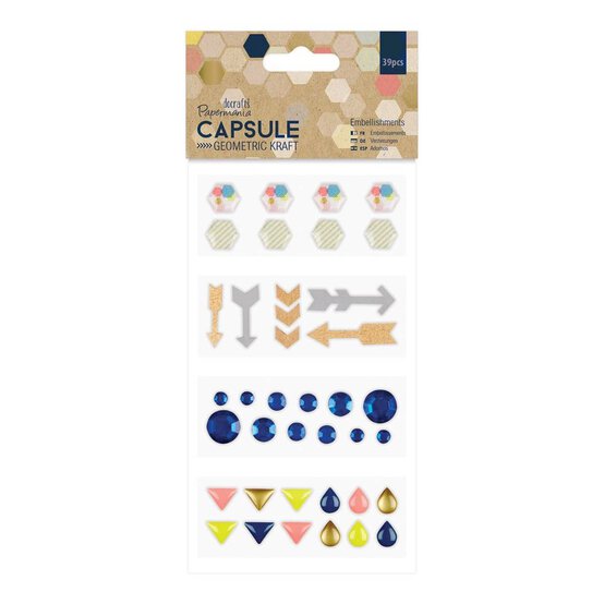 Geometric Kraft Embellishments 39 Pieces image number 1