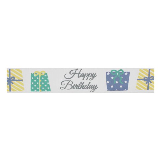 Blue Happy Birthday Satin Ribbon 19mm x 4m image number 2