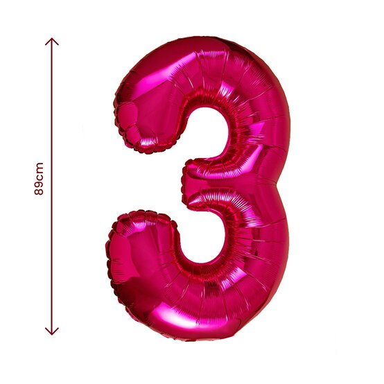 Extra Large Pink Foil Number 3 Balloon image number 2