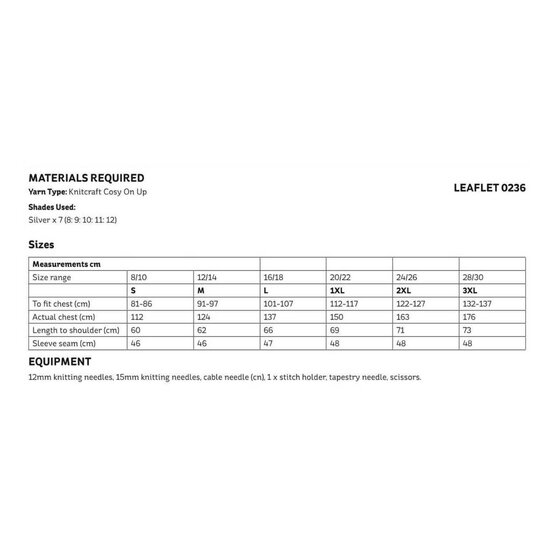 Knitcraft Cosy Cardigan Digital Pattern 0236