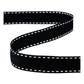 Black Grosgrain Running Stitch Ribbon 15mm x 4m