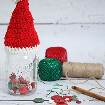 How to Make a Santa Hat Jam Jar Cover