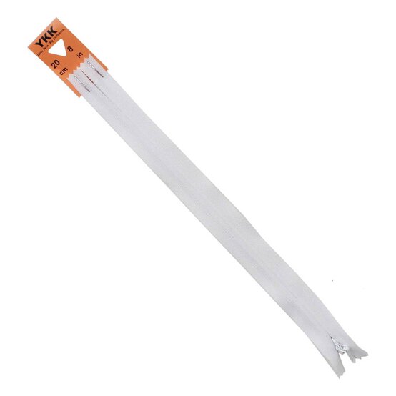 YKK White Concealed Zip 20cm image number 2