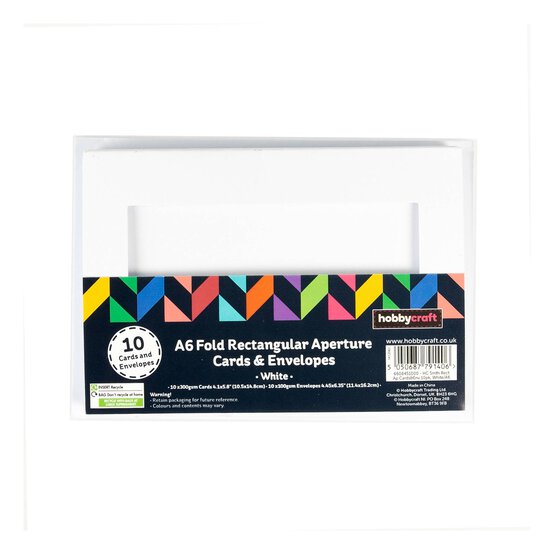 White Fold Rectangle Aperture Cards  A6 10 Pack image number 3