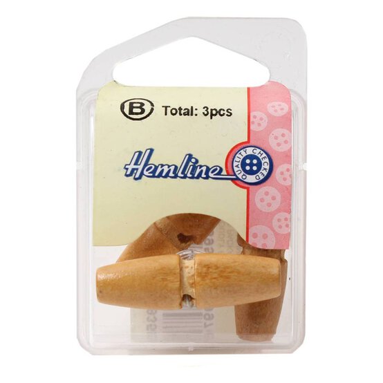 Hemline Wood Novelty Wooden Toogle Button 3 Pack image number 2