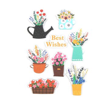 Flowerpots Chipboard Stickers 8 Pack