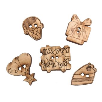 Trimits Wooden Birthday Buttons 5 Pieces
