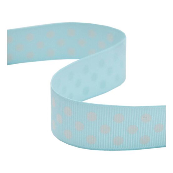 Baby Blue Spots Grosgrain Ribbon 19mm x 4m image number 1