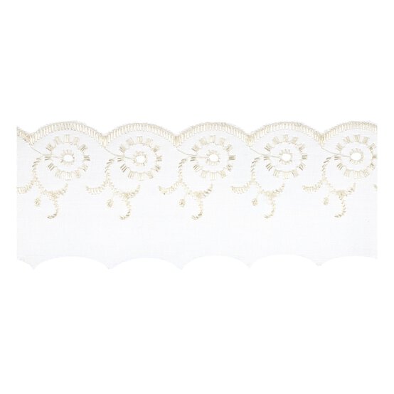 Cream 50mm Broderie Anglaise Lace Trim by the Metre image number 2