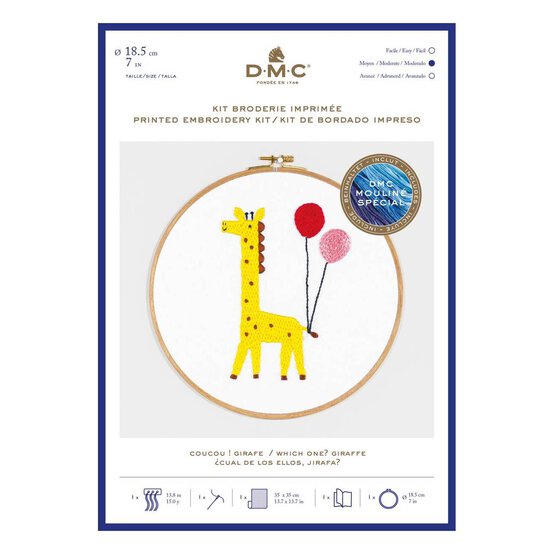 DMC Giraffe Printed Embroidery Kit 18.5cm image number 1
